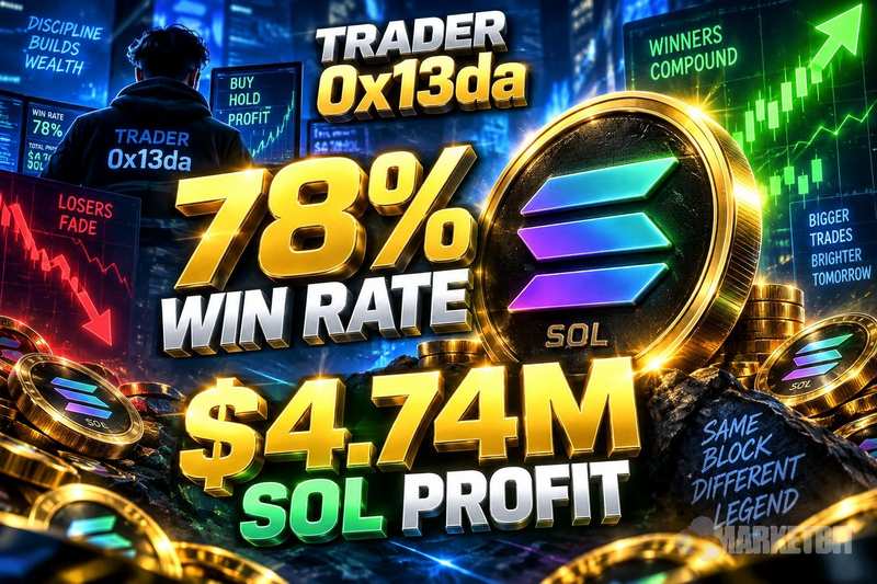 链上追踪：0x13da做多SOL获利474万美元，胜率高达78%