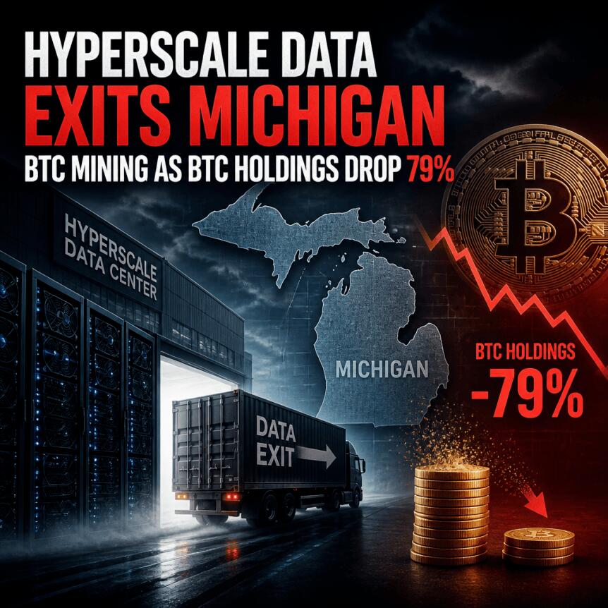 超大规模数据退出密歇根州比特币挖矿，BTC持仓量骤降79%
