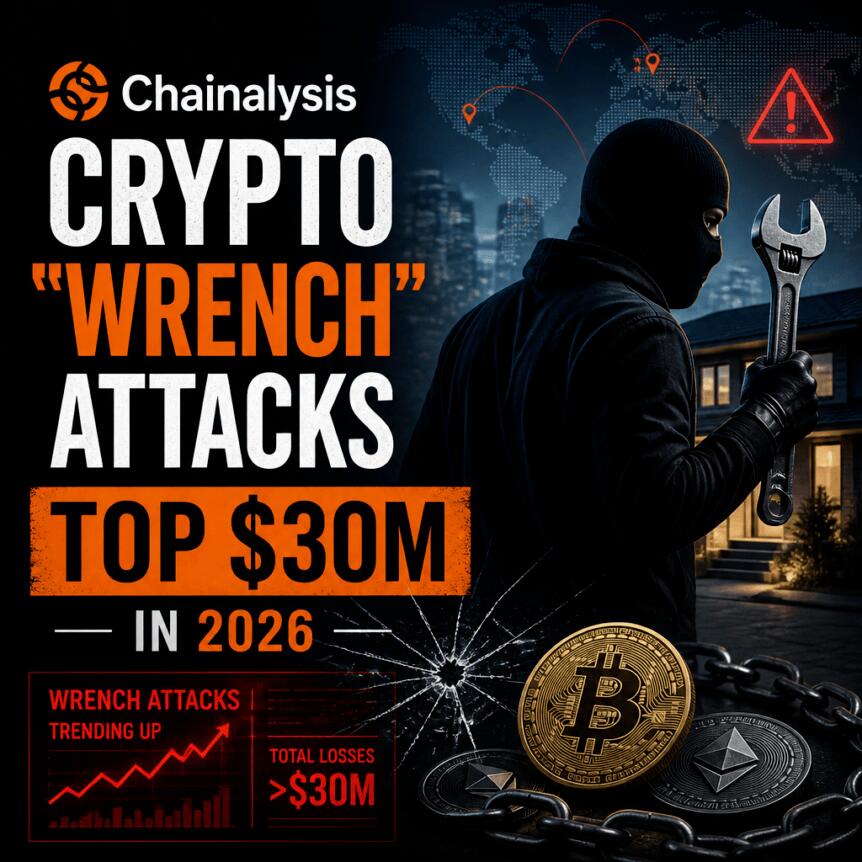 Chainalysis：2026年加密货币“扳手攻击”金额超3000万美元