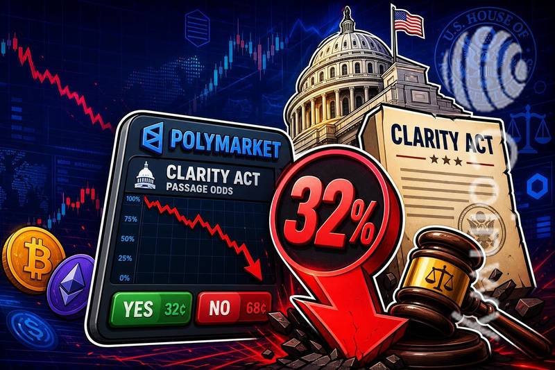 Polymarket 上 CLARITY 法案通过概率降至 32%
