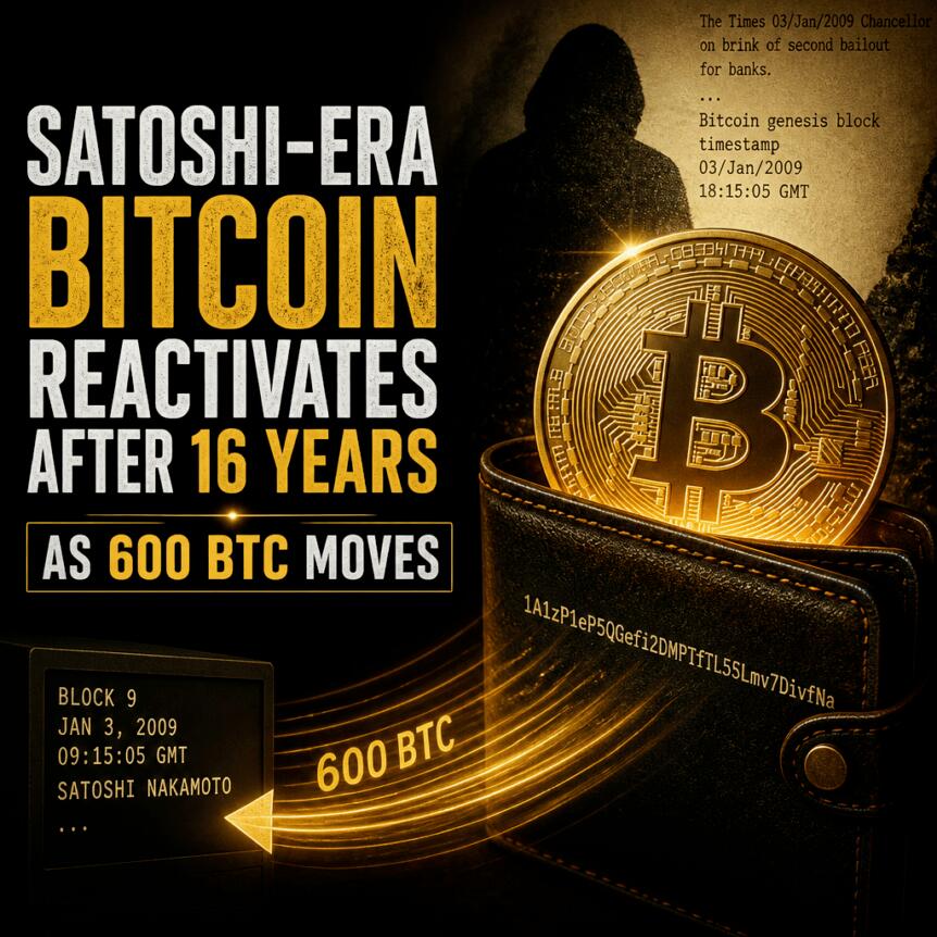 16年后600枚比特币异动，中本聪时代比特币重现生机