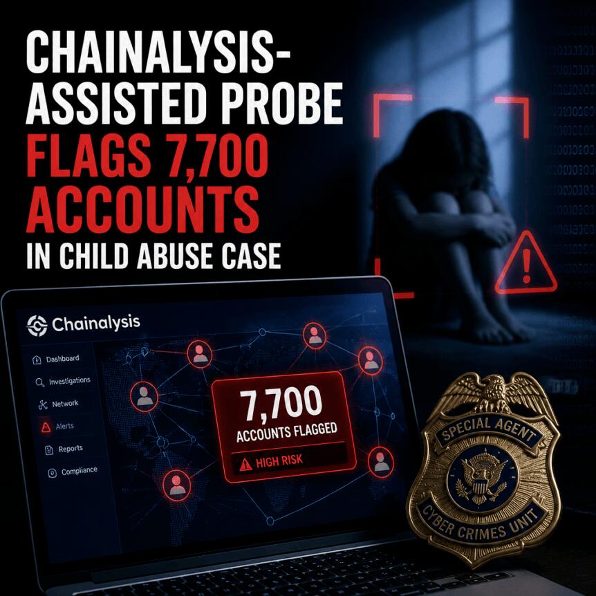 Chainalysis协助调查，标记出7,700个涉儿童虐待案账户