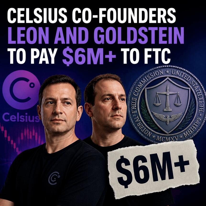 Celsius联合创始人Leon与Goldstein同意向FTC支付逾600万美元