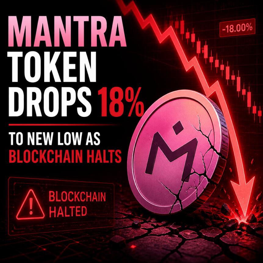 MANTRA代币因区块链暂停下跌18%至新低